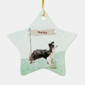 Eigen naam rand Collie Pet Dog Keramisch Ornament (Achterkant)