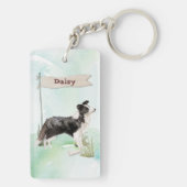 Eigen naam rand Collie Pet Dog Sleutelhanger (achterkant)