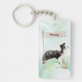 Eigen naam rand Collie Pet Dog Sleutelhanger (Voorkant)
