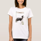 Eigen naam rand Collie Pet Dog T-shirt (Voorkant)