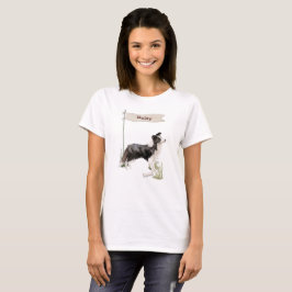Eigen naam rand Collie Pet Dog T-shirt
