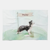 Eigen naam rand Collie Pet Dog Theedoek (Horizontaal)