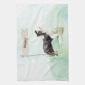 Eigen naam rand Collie Pet Dog Theedoek (Verticaal)