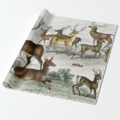 Eigen naam Red Deer Hart, Hind, Roebuck Musk Deer Cadeaupapier (Uitgerold)