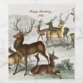 Eigen naam Red Deer Hart, Hind, Roebuck Musk Deer Wijn Etiket (Enkel label)
