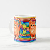 Eigen naam regenbogen en kitten Mok. KoffieMok (Voorkant links)