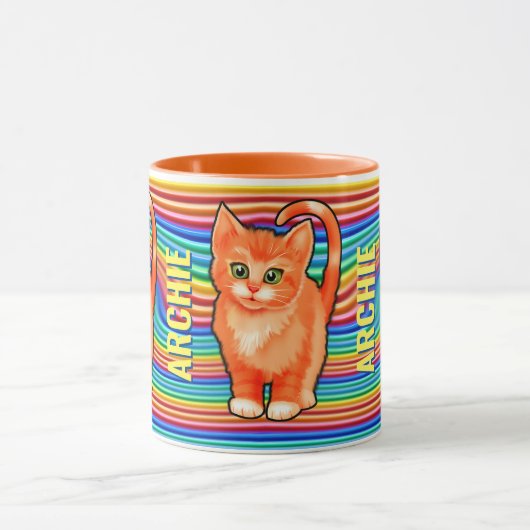 Eigen naam regenbogen en kitten Mok. KoffieMok Mok (Midden)