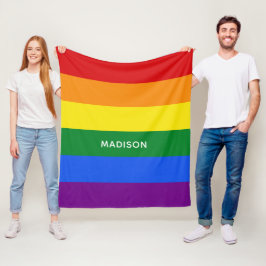 Eigen naam Regenboogvlagdekens Fleece Deken