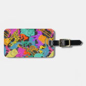 Eigen naam Retro Animal Silhouettes Patroon Bagagelabel (Voorkant horizontaal)