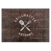Eigen naam Retro GRILLMASTER Rustic Dark Wood Snijplank (Voorkant)