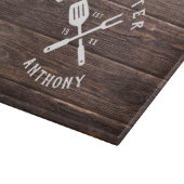 Eigen naam Retro GRILLMASTER Rustic Dark Wood Snijplank (Hoek)