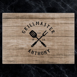 Eigen naam Retro GRILLMASTER Rustisch hout Snijplank
