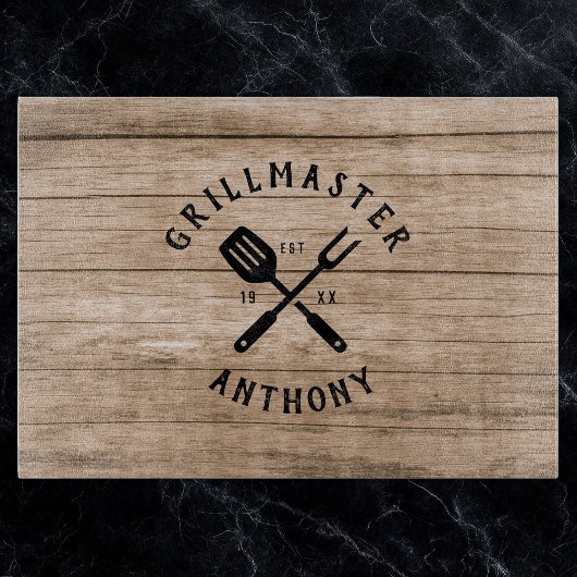 Eigen naam Retro GRILLMASTER Rustisch hout Snijplank