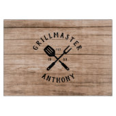 Eigen naam Retro GRILLMASTER Rustisch hout Snijplank (Voorkant)