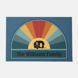 Eigen naam Retro Sunrise Camper in Dusky Tones Deurmat