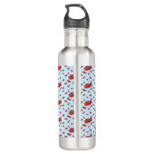 Eigen naam rode en blauwe vliegtuigpatroon waterfles  (Achterkant)