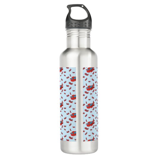 Eigen naam rode en blauwe vliegtuigpatroon waterfles (Achterkant)