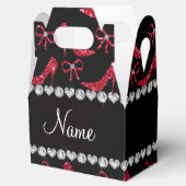 Eigen naam: rode glitter met hoge hakken bedankdoosjes (Geopend)