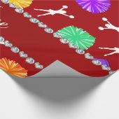 Eigen naam rode kernotenpompomen cadeaupapier (Hoek)