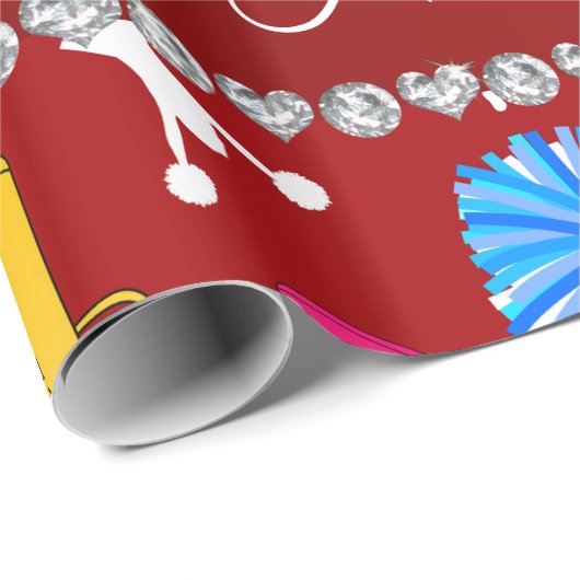 Eigen naam rode kernotenpompomen cadeaupapier (Rol Hoek)