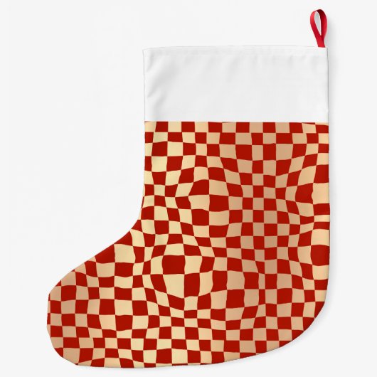 Eigen naam: rood en goudcontrollerpatroon grote kerstsok (Achterkant)