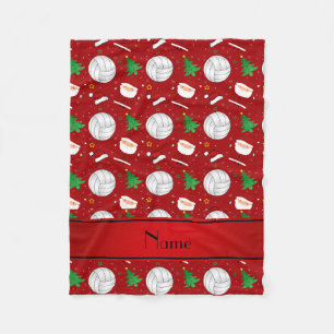 Eigen naam rood volleybalkerstpatroon fleece deken