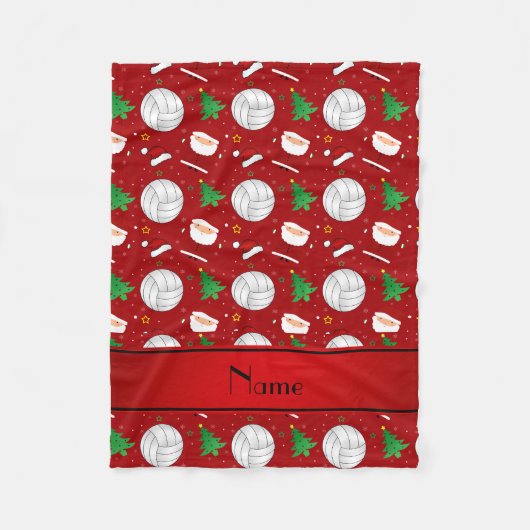 Eigen naam rood volleybalkerstpatroon fleece deken (Voorkant)
