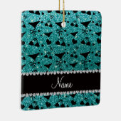 Eigen naam roodbruine glitter bikini bogen keramisch ornament (Rechts)