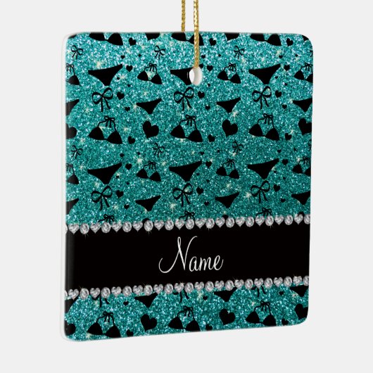 Eigen naam roodbruine glitter bikini bogen keramisch ornament (Rechts)