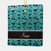 Eigen naam roodbruine glitter bikini bogen keramisch ornament (Links)