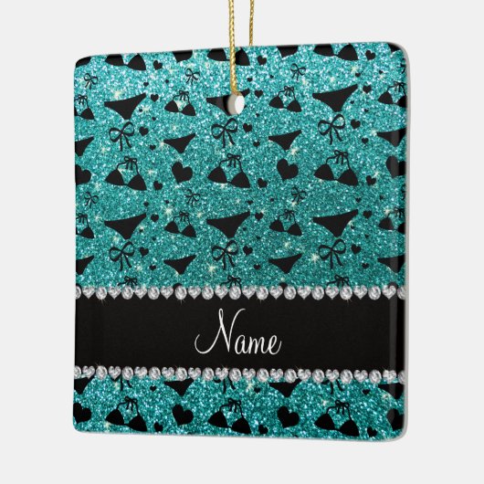 Eigen naam roodbruine glitter bikini bogen keramisch ornament (Links)