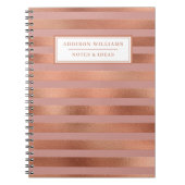 Eigen naam Roos Gold Foil Pink Stripe Pattern Notitieboek (Voorkant)