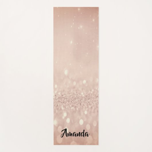 Eigen naam Roos Gold Glitter Girly Gift Idee Yogamat (Voorkant)