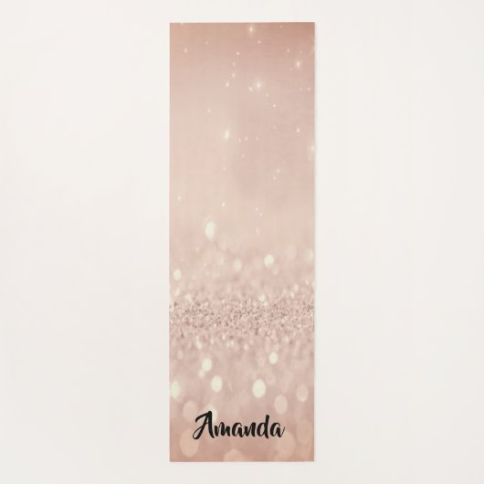 Eigen naam Roos Gold Glitter Girly Gift Idee Yogamat (Achterkant)