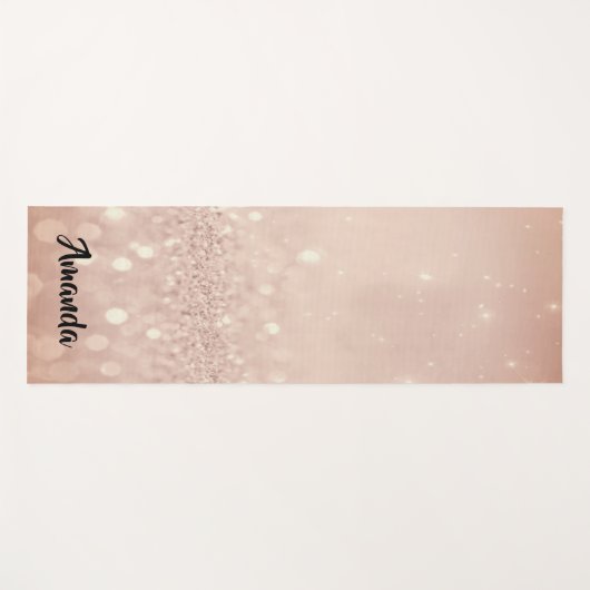 Eigen naam Roos Gold Glitter Girly Gift Idee Yogamat (Voorkant (horizontaal))