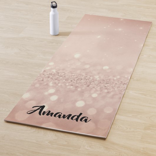 Eigen naam Roos Gold Glitter Girly Gift Idee Yogamat (In situ)