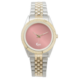 Eigen naam roos goud horloge
