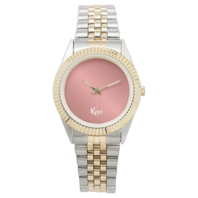 Eigen naam roos goud horloge (Voorkant)