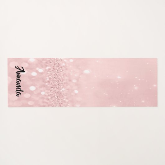 Eigen naam Roos Roze glitter Girly Gift Idee Yogamat (Achterkant (horizontaal))