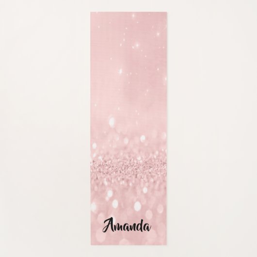 Eigen naam Roos Roze glitter Girly Gift Idee Yogamat (Voorkant)