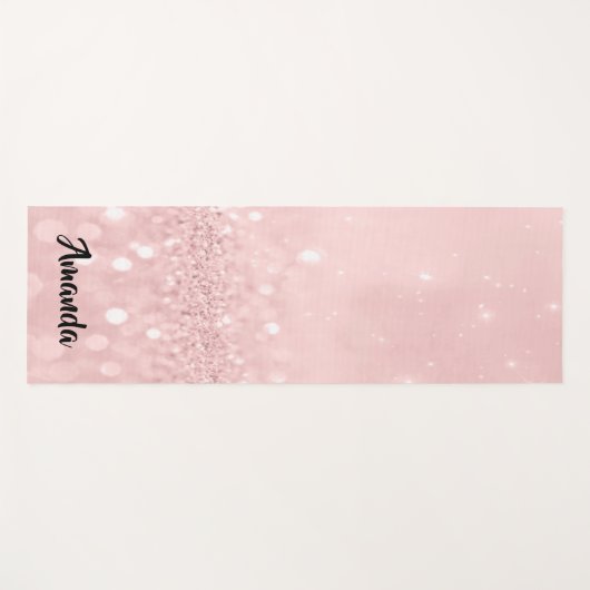 Eigen naam Roos Roze glitter Girly Gift Idee Yogamat (Voorkant (horizontaal))