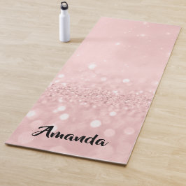 Eigen naam Roos Roze glitter Girly Gift Idee Yogamat