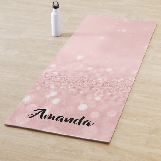 Eigen naam Roos Roze glitter Girly Gift Idee Yogamat (In situ)