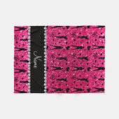 Eigen naam roos roze glitter golfbogen fleece deken (Voorkant (Horizontaal))