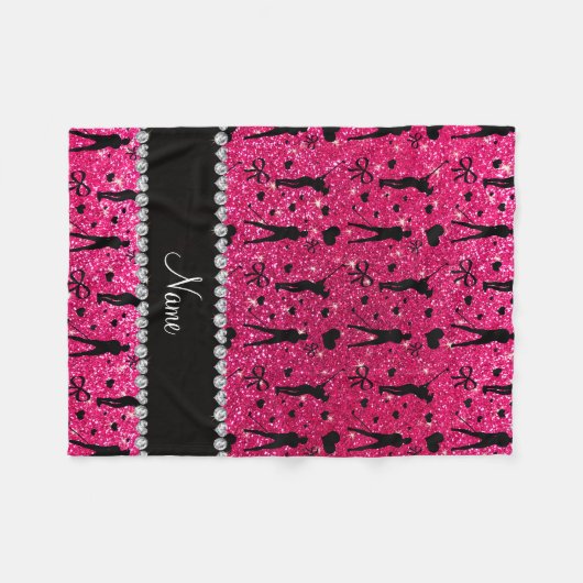 Eigen naam roos roze glitter golfbogen fleece deken (Voorkant (Horizontaal))