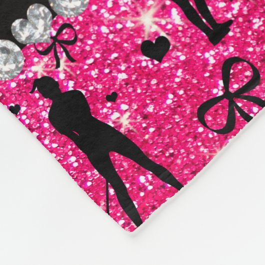 Eigen naam roos roze glitter golfbogen fleece deken (Hoek)