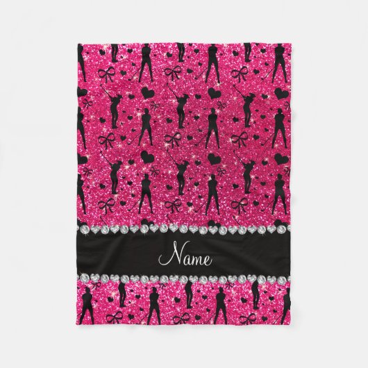 Eigen naam roos roze glitter golfbogen fleece deken (Voorkant)