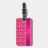 Eigen naam roze dachshunds hekken poten bagagelabel (Voorkant verticaal)