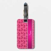 Eigen naam roze dachshunds hekken poten bagagelabel (Achterkant verticaal)