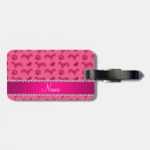 Eigen naam roze dachshunds hekken poten bagagelabel (Achterkant horizontaal)